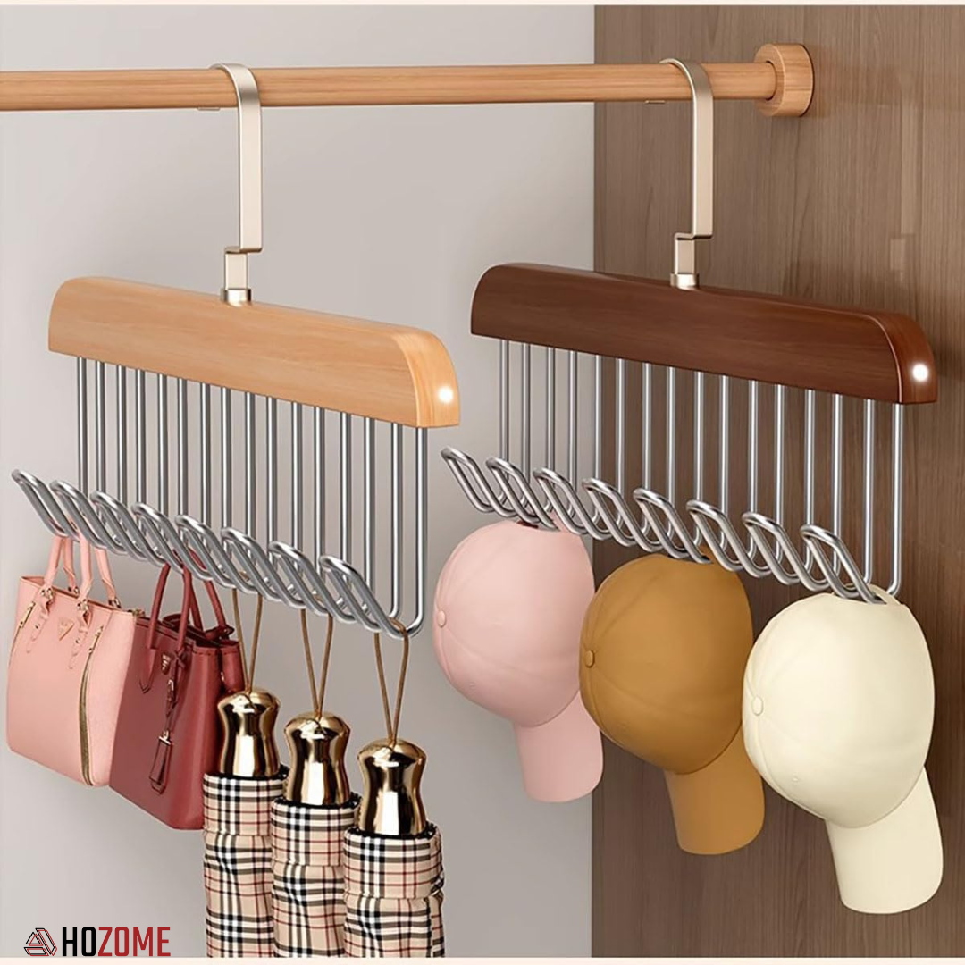 Premium Wooden Multi-Hook Closet Hanger (Set of 2)