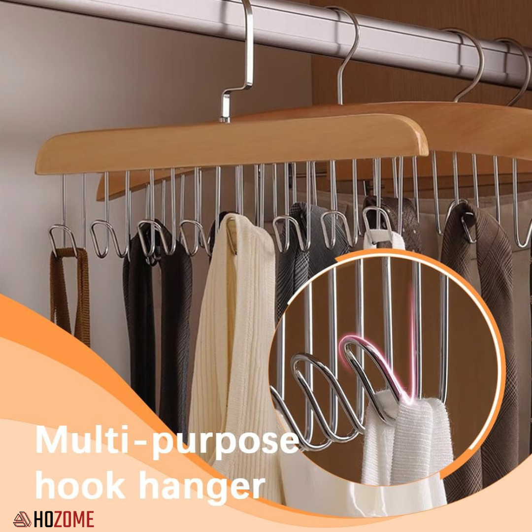 Premium Wooden Multi-Hook Closet Hanger (Set of 2)