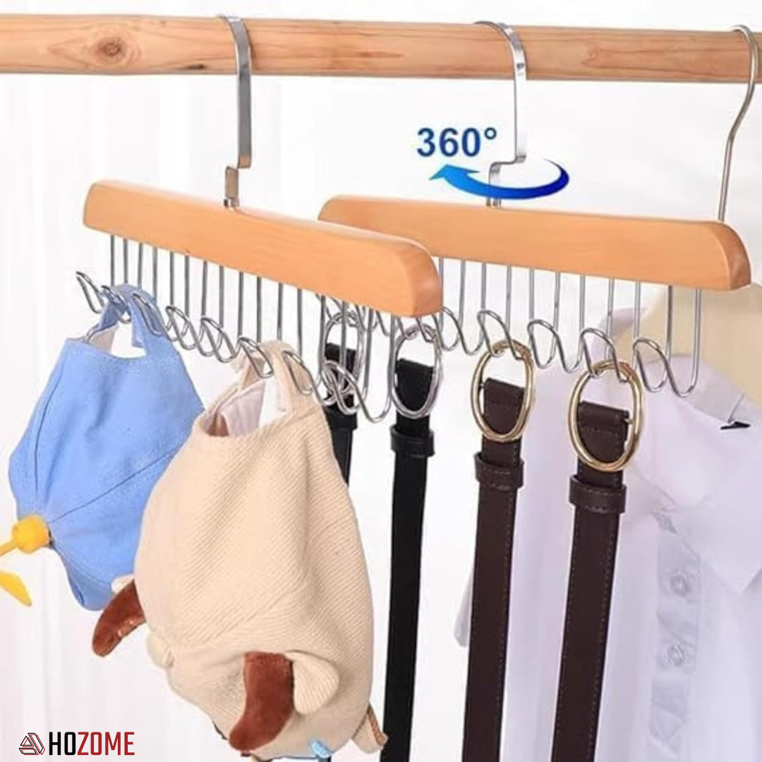 Premium Wooden Multi-Hook Closet Hanger (Set of 2)