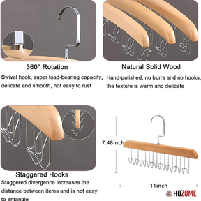 Premium Wooden Multi-Hook Closet Hanger (Set of 2)