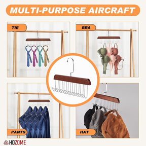 Premium Wooden Multi-Hook Closet Hanger (Set of 2)