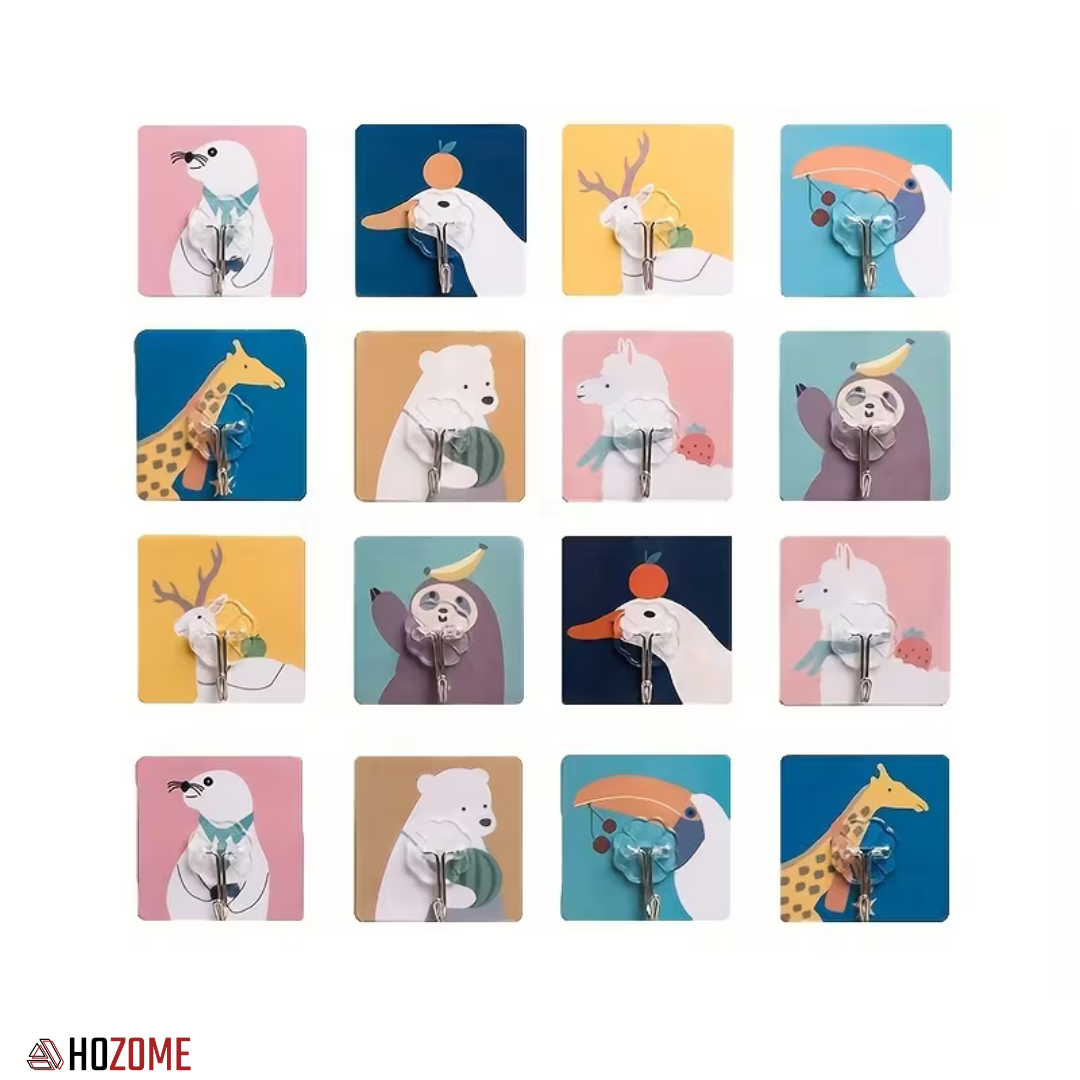 Animal Design Wall Hooks (Self-Adhesive) (Pack of 6)
