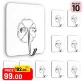 Strong Adhesive Wall Hooks (Pack of 10)